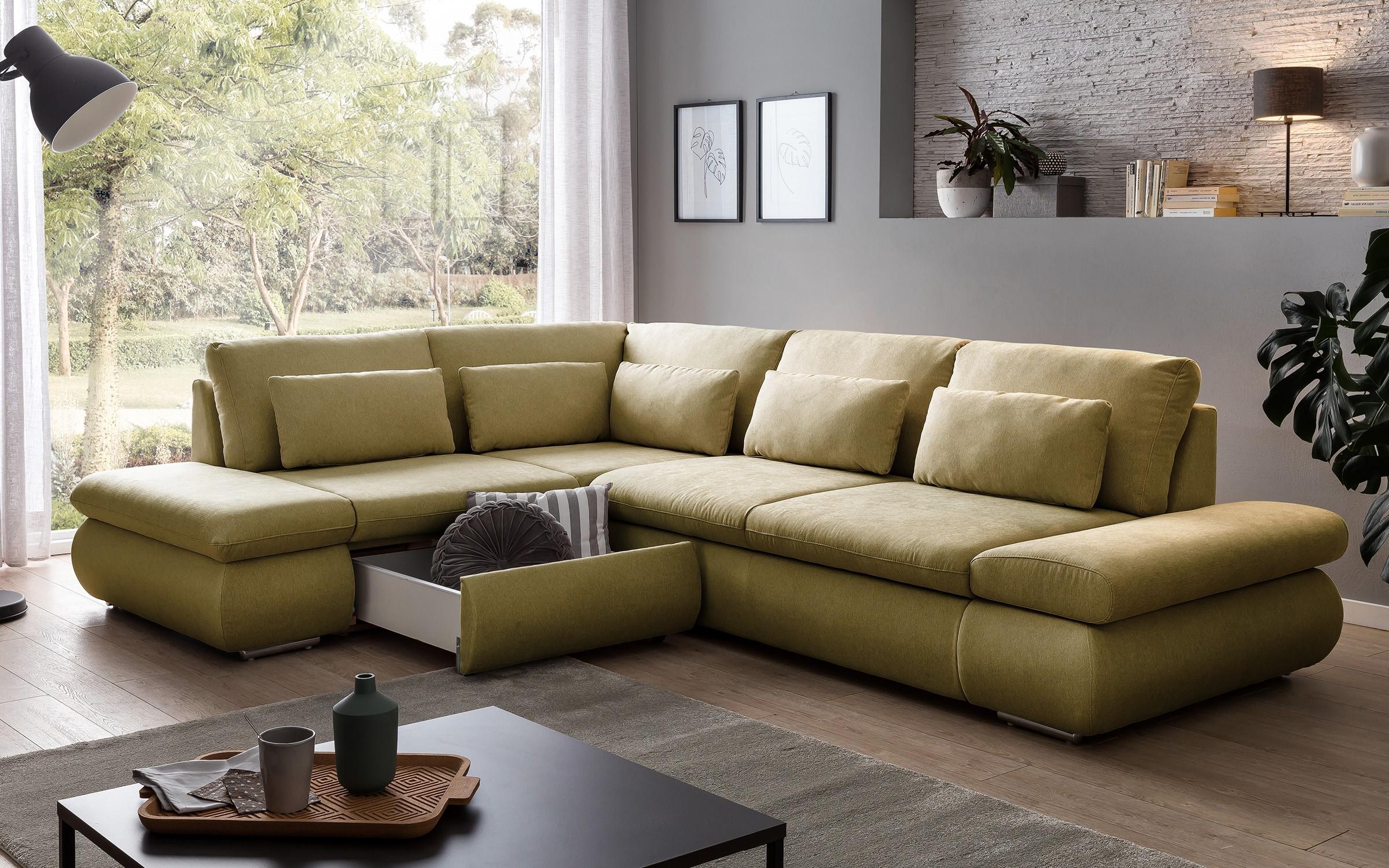 Γωνιακός καναπές – κρεβάτι Delmar, πράσινο  3